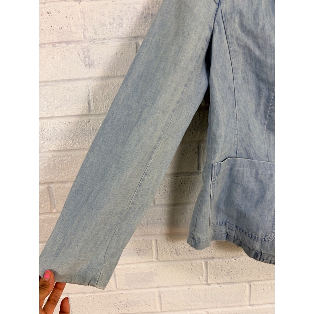 Talbots Chambray Blazer Womens 6 Blue Cotton Hemp Blend Lightweight Jacket - Picture 5 of 11